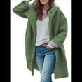 thumbnail image 3 of Women'S Winter Single-Breasted Long Hooded Casual Windbreaker Jacket Bean Green XXL, 3 of 6