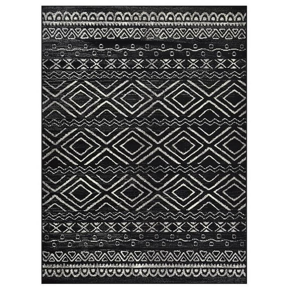 Allstar Living Room Area Rug with Beni Ourain design in Black