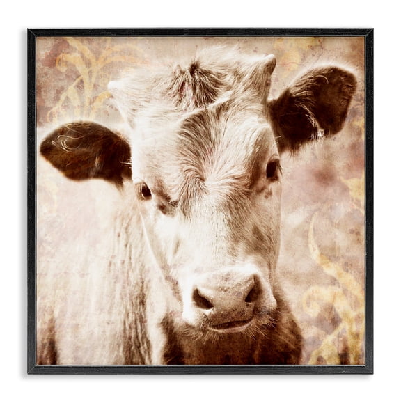 Stupell Industries Rustic Lodge Abstract Sepia Cattle Black Framed Giclee Art, 12 x 12, by Graffitee Studios