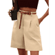 thumbnail image 1 of Pantalones Cortos de Verano para Mujer, con Cintura Elástica, Pierna y Hasta la Rodilla, con Bolsillos, Color Caqui, Talla M, 1 of 4