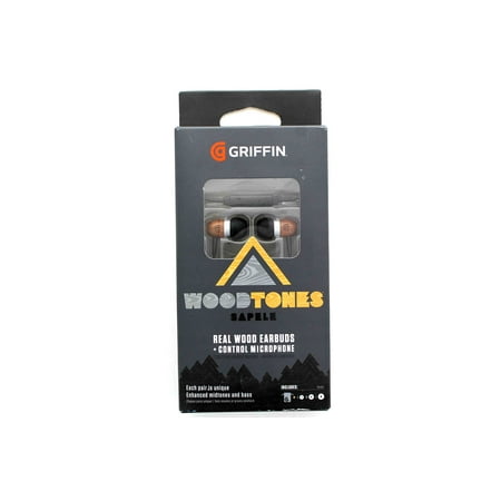 Griffin WoodTones Earbuds with Control Mic, Sapele