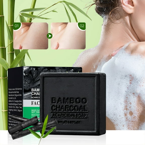 Charcoal Black Bamboos Soap Enriched With Coconuts Oil Handmade Body Soap Bars For Women And Men