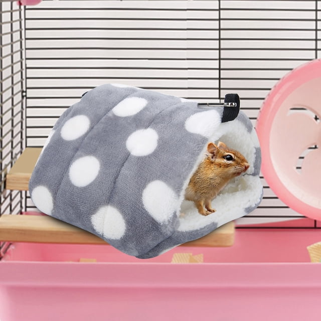 Hamaca para mascotas, hamaca cálida de franela con puntos grandes grises, hamaca para hámster, calidad superior Jadeshay A