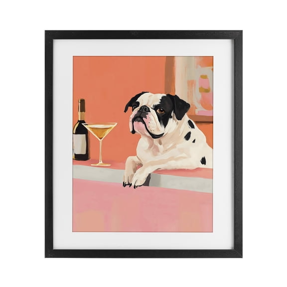 Stupell Industries Art Deco Bulldog at Martini Lounge Black Framed Print Under Glass, 13 x 16, by The Prints Vibe