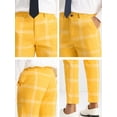 thumbnail image 6 of Unique Bargains Men's Business Plaid Pants Casual Slim Fit Flat Front Checked Trousers 34 Yellow, 6 of 6