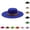 001-Blue, variant on Fedora Hat Wool Felt Wide Brim Rivet Leather Band Autumn Winter Warm Outdoor Panama Jazz Cap