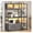 Grey, variant on Bakers Rack with Power Outlet and LED Light, 45.3 Inch Farmhouse Coffee Bar Cabinet, Kitchen Microwave Stand with Storage, Glass Cabinet, Goblet Holder and 8 (White)