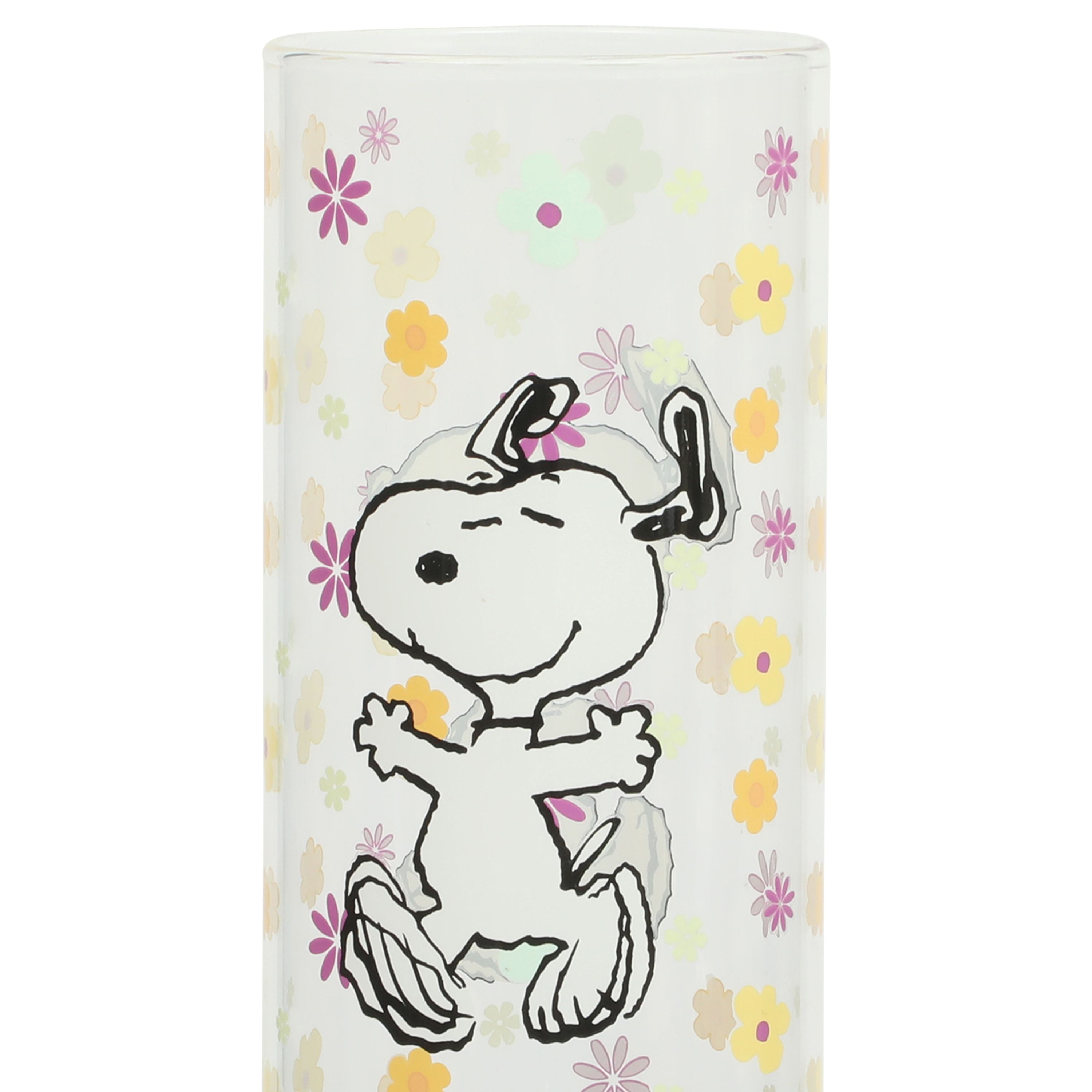 Peanuts Snoopy 22oz Glass Sipper Floral Cup - Walmart.com