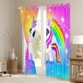 thumbnail image 3 of Homewish Cute Cartoon Unicorn Blackout Curtains Set of 2 (52x84 Each),Colorful Rainbow Window Curtains,Starry Night Curtains and Drapes For Girls Kids,Microfiber Bedroom Decor, 3 of 6