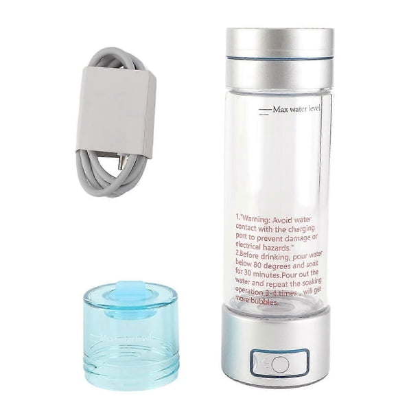 5V Hydrogen Water Bottle 260ML Capacity 20009000ppb Rechargeable Portable Hydrogen Water Generator Machine with N117 Ion Membrane Silver