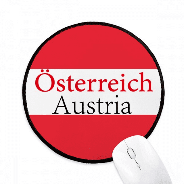 Tapis de Souris National en Anglais Texte Pays Austria Tapis Rond de Bureau pour Ordinateur