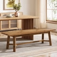 thumbnail image 1 of TRIBEWOOD 55.12-inch Solid Wood Dining Bench, Farmhouse Long Kitchen Bench for Dining Room, Kitchen, Restaurant, Natural Brown, 1 of 9