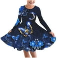 thumbnail image 2 of Delliss Autumn And Winter Girls' Christmas Butterfly Print Long Sleeve Round Neck Dress 4-12 Years, 2 of 3