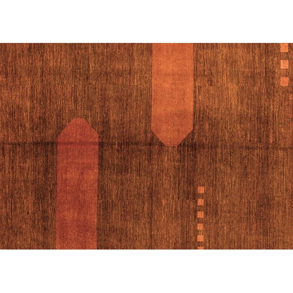 Ahgly Company Indoor Rectangle Abstract Orange Modern Area Rugs, 5' x 7'