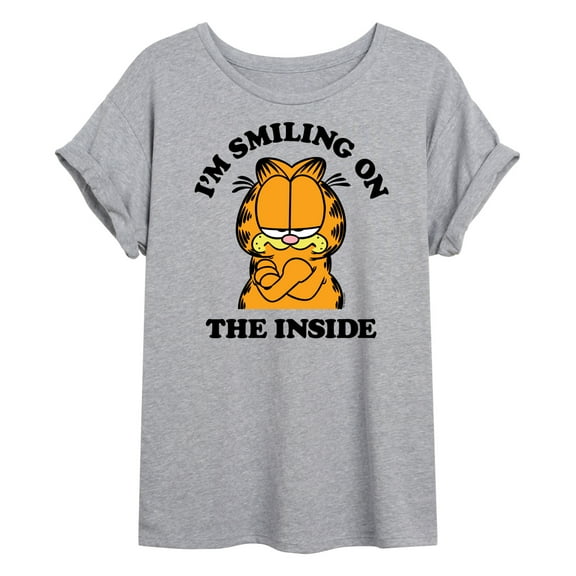 Garfield - Smiling On The Inside - Juniors Ideal Flowy Muscle T-Shirt
