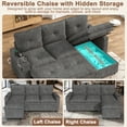 thumbnail image 4 of ANPOO 81" Convertible Sectional Pull Out Sleeper Sofa Bed with Storage Chaise & USB Charging, 5-Level Adjustable Backrest, Cloud-Soft Chenille Couch for Small Space Living Room, 4 of 9