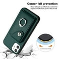 thumbnail image 2 of Wallet Case Compatible for iPhone 11 with Card Holder, Rotation Finger Ring Kickstand Card Slots Case, Classic PU Leather Shockproof Magnetic Button Cover for iPhone 11, Green, 2 of 6