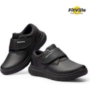 FitVille Mens Diabetic Shoes Extra Wide Leather Oxford Shoes for Swollen Foot, Black, 8 x-Wide