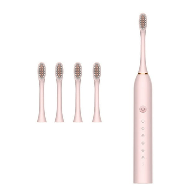 Cepillos de dientes eléctricos Cepillo de dientes 6 modos de limpieza Cepillo de dientes portátil para adultos de viaje con 4 cabezales de repuesto un cepillo