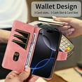 thumbnail image 5 of for iPhone 16e Flip Case with Cash Slot Credit Card Slots Kickstand PU Leather Shockproof Lightweight Full Body Protective Magentic Clasp Rugged Case Cover with Wrist Strap, Rosegold, 5 of 9
