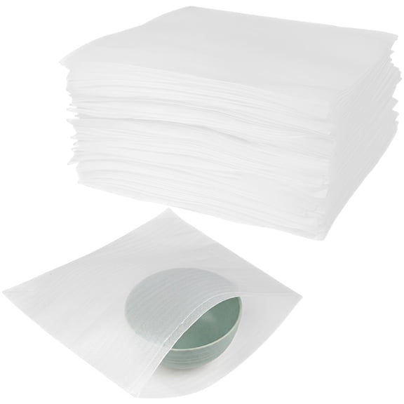 100 Pack Cushion Foam Packagin Pouches - 12”x12” PE Wrap Bags for Dishes, Glassware & Fragiles, Reusable Shipping & Moving Supplies for Superior Protection