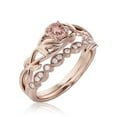 thumbnail image 3 of Gorgeous Boho & hippie 1.00 Carat Round Morganite And Diamond Moissanite Leaf Inspired Engagement Ring, Wedding Ring in 10k Solid Rose Gold, Promise Ring, Anniversary Ring, Bridal Set, Matching Band, 3 of 3