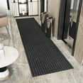 thumbnail image 2 of Ottomanson Non-Slip Hallway Runner Rug 2'7" x 19' Indoor/Outdoor Custom Size Utility Carpet for Garage, Black Ribbed, 2 of 9