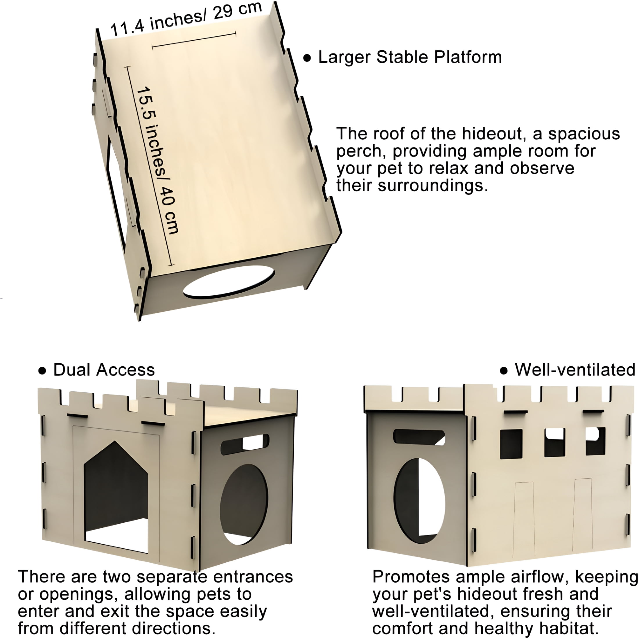 XIBUFE Large Sturdy Bunny House with Spacious Balcony Detachable Playhouse for Rabbit Hideout Castle Tower Toys for Indoor Bunnies Guinea Pig Hamster Chinchilla Gerbil