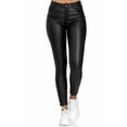 thumbnail image 5 of Large Size European and American Fashion Solid Color Leather Casual Pants Small Leg Trousers-Black-S, 5 of 7