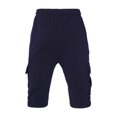 thumbnail image 2 of Mens Fleece Sweat Cargo Shorts With Elastic Waistband Drawstring Athletic Workout Gym Shorts-Navy,3XL, 2 of 5