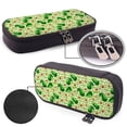 thumbnail image 4 of Lsque Avocado Green Striped Printed Big Capacity PU Leather Pencil Case Large Pencil Pouch Stationery Pen Bag Pencil Holder for Teen, 4 of 6