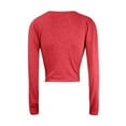 thumbnail image 3 of AherBiu Crop Tops for Women Long Sleeve Wrap Deep V Neck Basic Top Tees Shirts Blouse Solid Color, 3 of 3