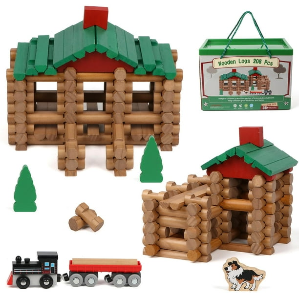 Juego de troncos de madera Wondertoys 208 piezas para niños mayores de 3 años