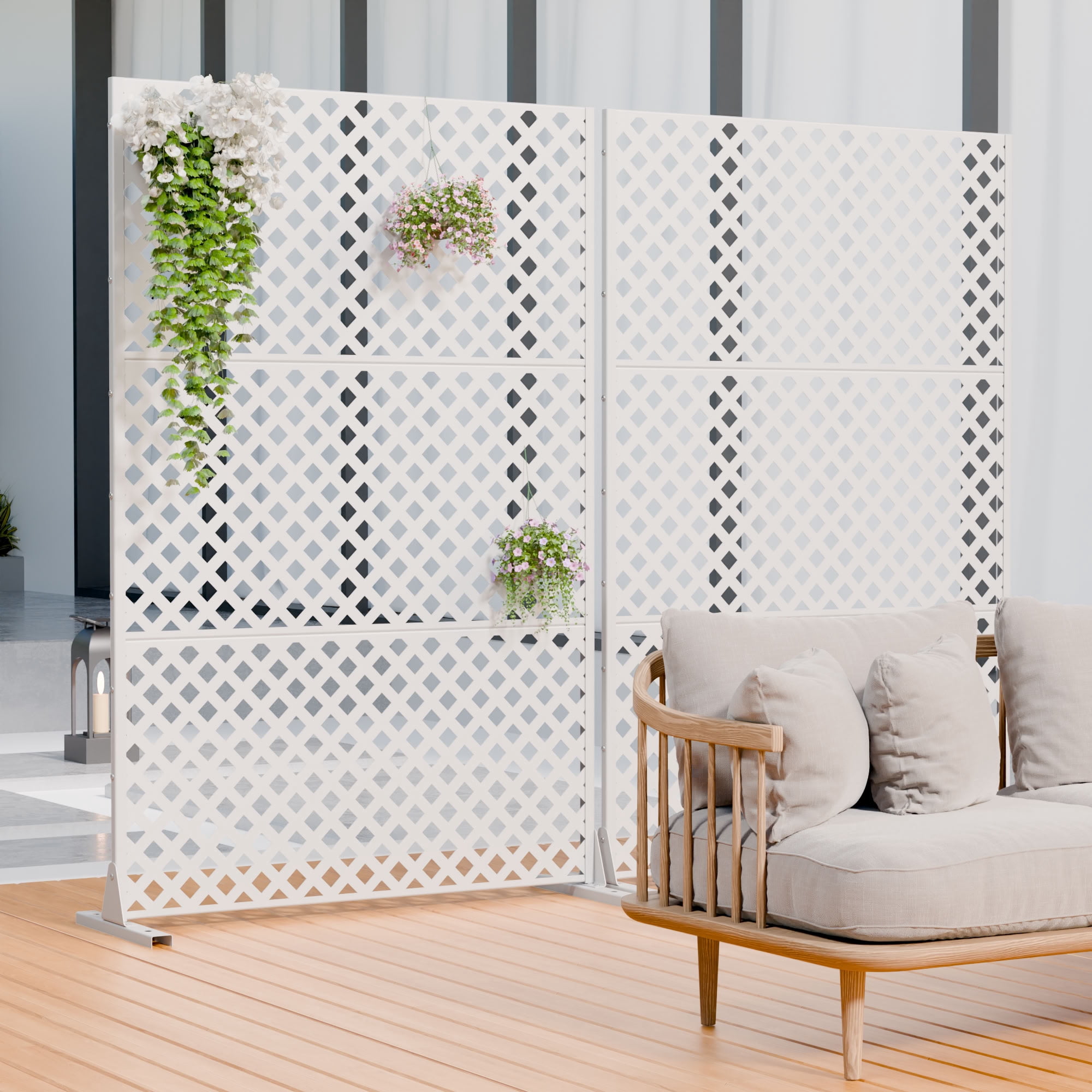 MAYEERTY 72*47in Outdoor Privacy Screen, Wind & Sun Block Metal Privacy Fence, Privacy Panel for Patio, Balcony, Garden
