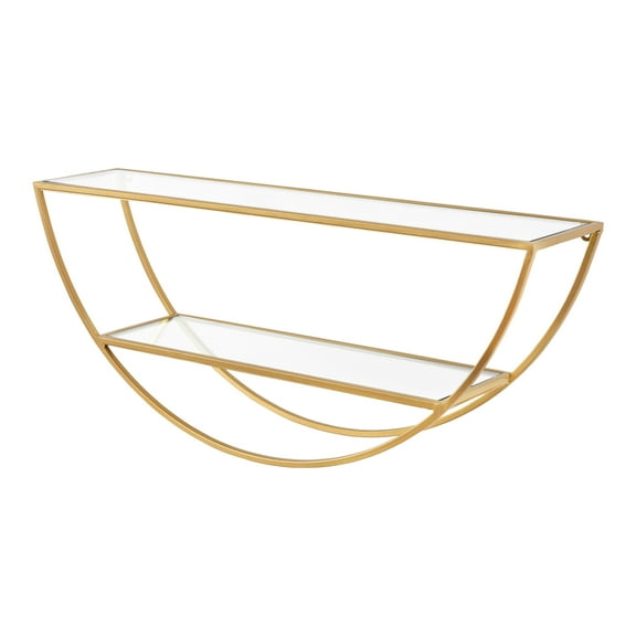 Kate and Laurel Tancill Half Circle Wall Shelf, Gold 26x11