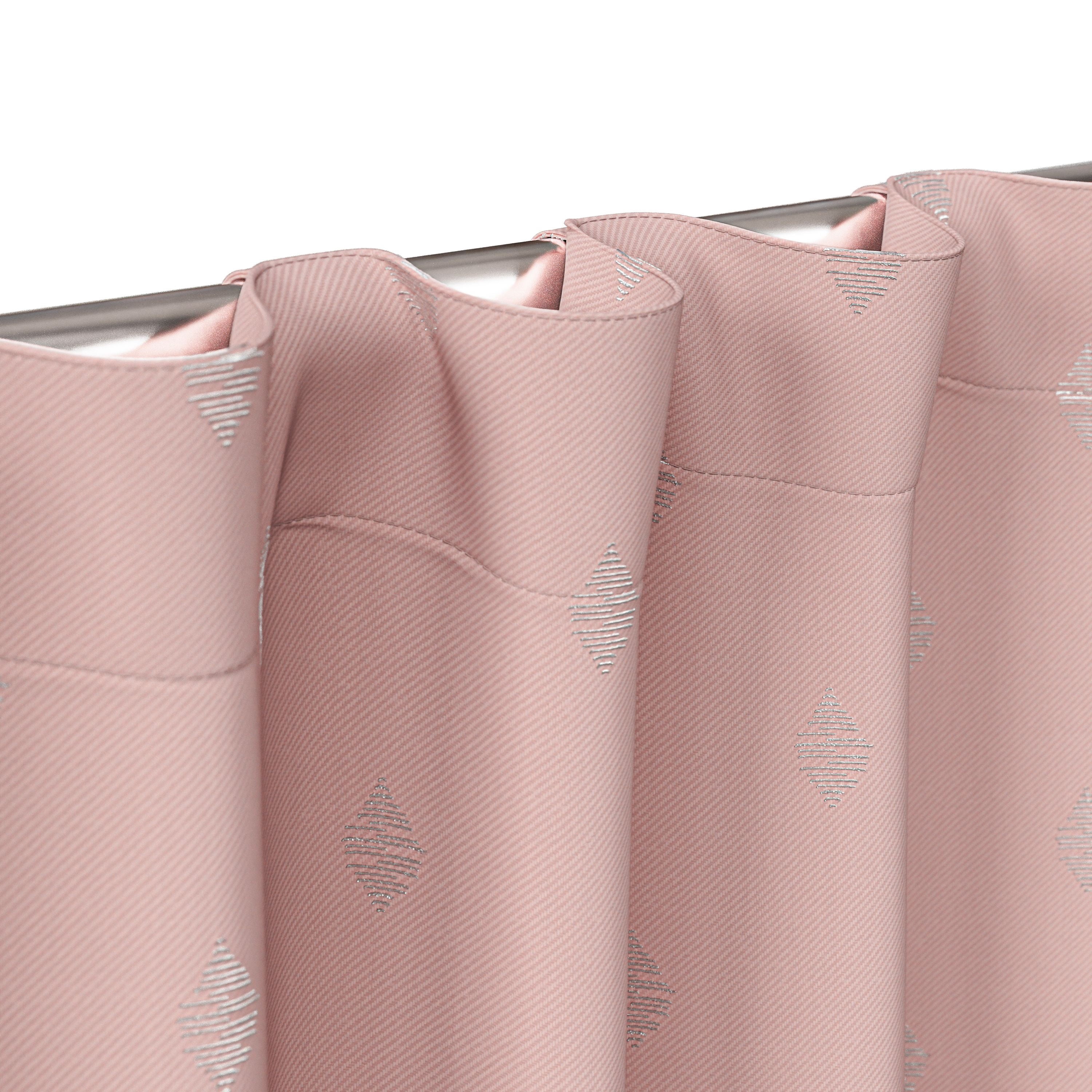 Mainstays Kids Soft Pink Metallic Puff Print Diamond Blackout Rod Pocket with Back Tabs Single Curtain Panel, 38" W x 95" L