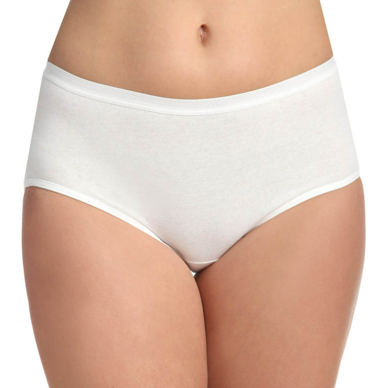 Women's Fruit Of The Loom 3DBRIWH Cotton Brief Panties - 3 Pack (White 6) 