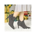 thumbnail image 6 of BLISSFUL STEP Women's Zip Pointed Toe Stiletto Bow Heels Ankle Boots Grey 7.5, 6 of 8