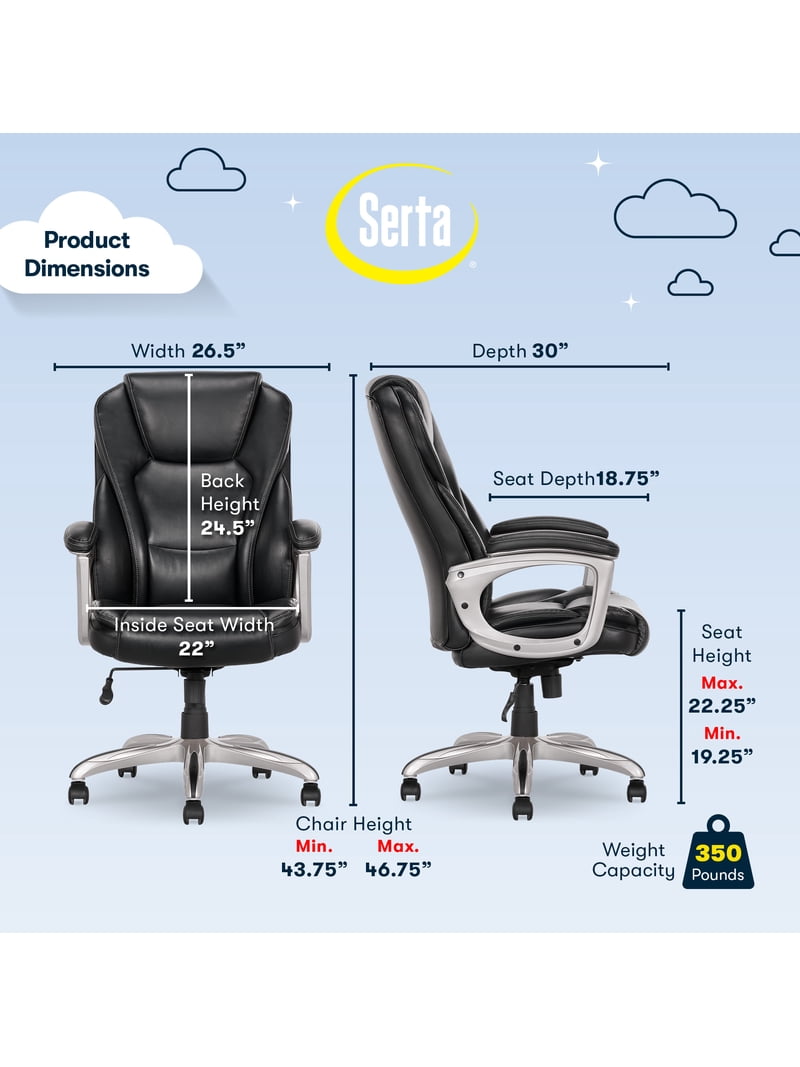 Serta Heavy-Duty Bonded Leather Commercial Office Chair, 350 lb
