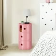 thumbnail image 4 of 3 Drawer Sliding Barrel Modern Bedroom Nightstand, Pink, 4 of 8