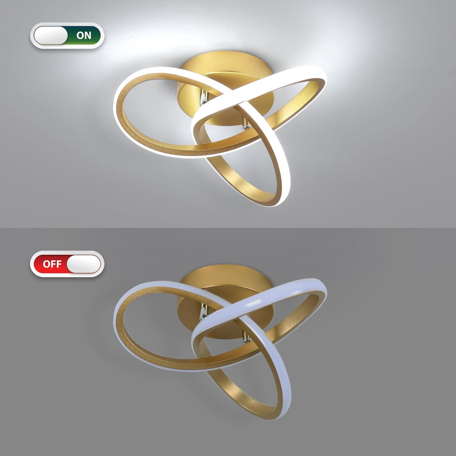 Senhu Modern Led Ceiling Light Fixture,6000K Gold Led Hallway Light Fixtures Ceiling Lamp for Hallway Bedroom Bathroom Kitchen Balcony Stair Aisle Ceiling Lamp Curved Design