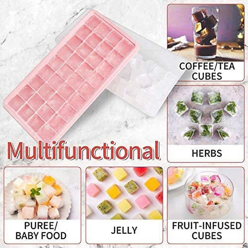 Ice Cube Tray With Lid and Bin | 44 Nugget Silicone Ice Tray For Freezer | Comes with Ice Container, Scoop and Cover | Good Size Ice Bucket