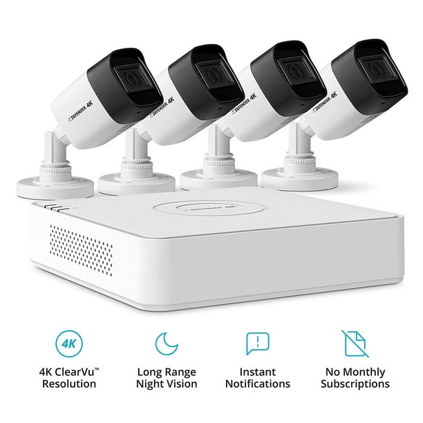 Defender 4k Ultra Hd Security Cameras Night Vision Mobile Viewing Motion Detection Cameras For Security Outdoor For Home And Business 4 Cameras Walmart Com Walmart Com