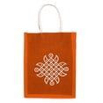 thumbnail image 3 of ATOTE Thamboolam Kolam Art Return Gift Bags, Multicolor Jute Bags with Zipper for Weddings, Pooja & Birthdays, Orange, Set of 20 Pcs, 3 of 4