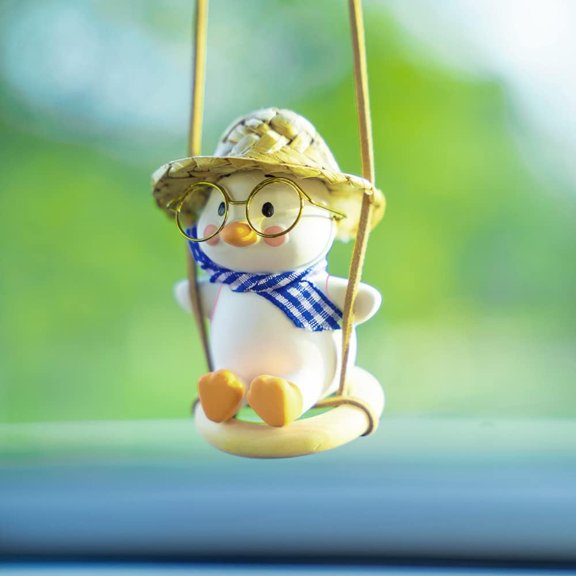 Funny Swinging Duck Car Mirror Hanging Ornament - Cool Automotive Rearview Mirror Accessories for Men Women Teens, Cute Truck Car Gifts Pendant Charm Decor (Cool A)