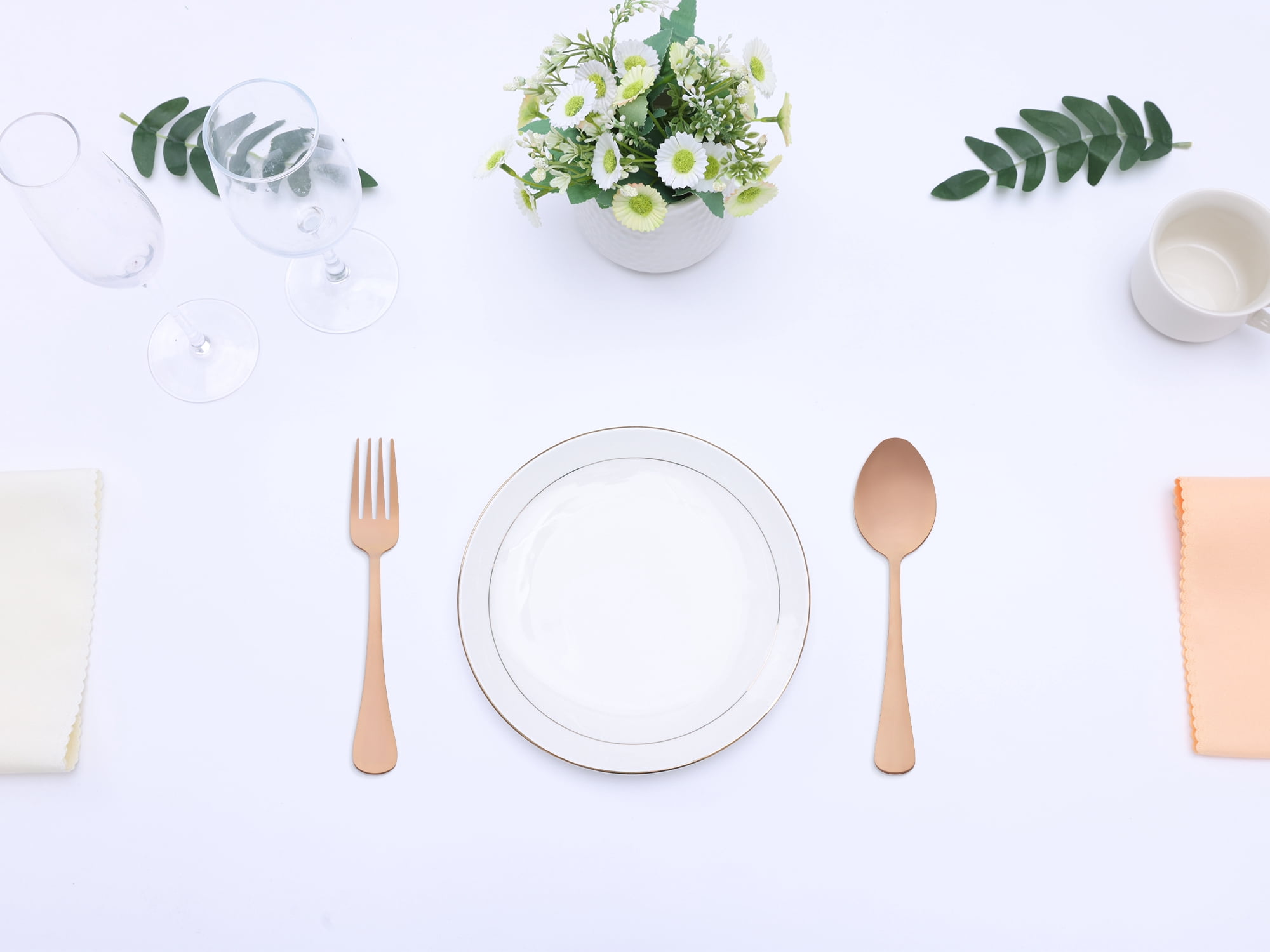 Unique Bargains 12 Pcs Silverware Set Stainless Steel Flatware Rose Gold