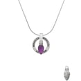 thumbnail image 2 of Delight Jewelry Silvertone Christmas Lights - Purple Resin Miracles Ring Charm Necklace, 18", 2 of 4