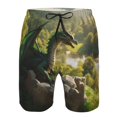 thumbnail image 3 of Logiee Deep Forest Stone Green Dragon Print Mens Swim Trunks Quick Dry Board Shorts,Breathable Hawaii Beach Shorts Swimwear Bathing Suits-3X-Large, 3 of 6