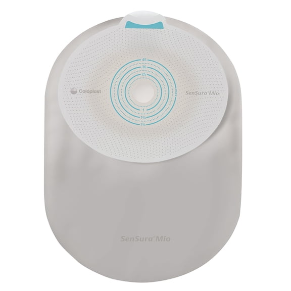 SenSura Mio Ostomy Pouch Closed End 1" Stoma 7-1/4 Inch Length, Midi 1pc System Opaque Gray 10872, 30 Ct