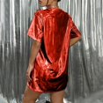 thumbnail image 5 of ManxiVoo Women's Drop Shoulder Tee Dress Sparkly Glitter for Concert Festival and Summer Outfit S Size Red, 5 of 8